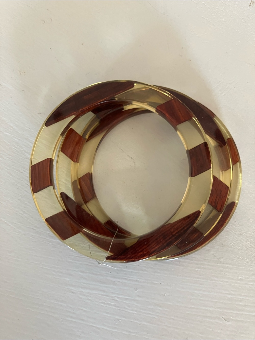 Kate Spade Clear and Wood Bangles set of 3 - Picture 3 of 3